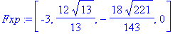 Fxp := vector([-3, 12/13*13^(1/2), -18/143*221^(1/2), 0])
