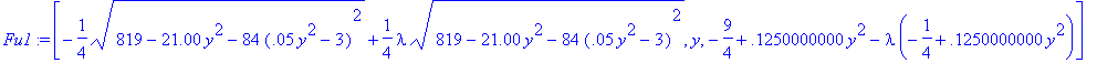Fu1 := [-1/4*sqrt(819-21.00*y^2-84*(.5e-1*y^2-3)^2)...