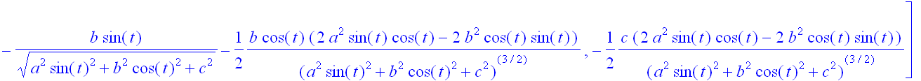 A := matrix([[-a*sin(t)/(a^2*sin(t)^2+b^2*cos(t)^2+...